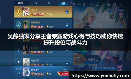 吴静独家分享王者荣耀游戏心得与技巧助你快速提升段位与战斗力
